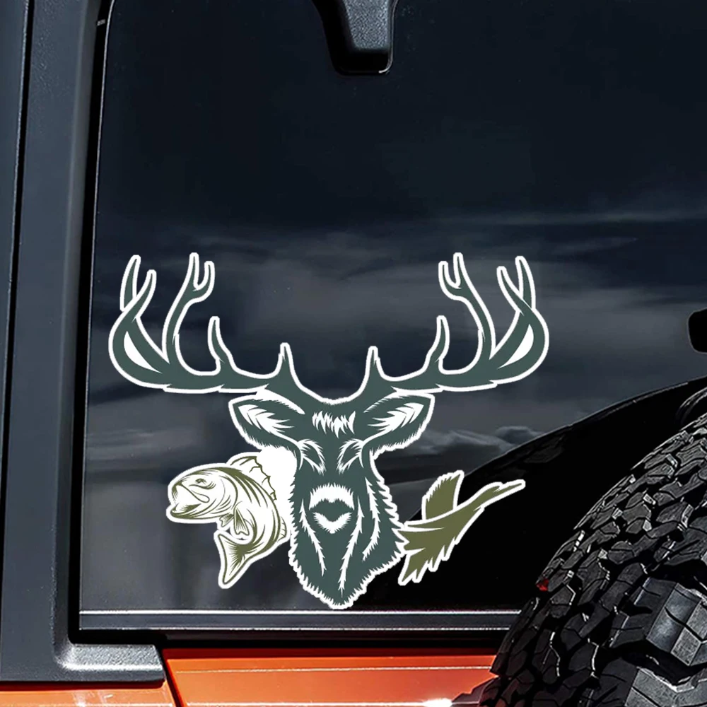 Hаклейка на авто Охота и Рыбалка Car Sticker, Suitable for Laptop, Car, Truck, Van, SUV, Motorcycle, Wall, Bumper, Window