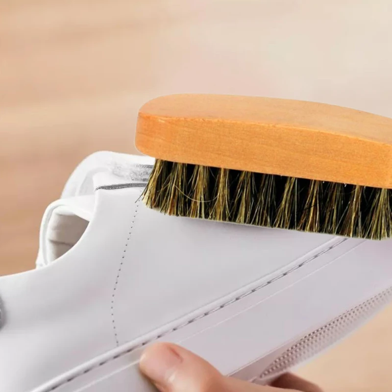 Shoe Shine Brush With Pig Hair Bristles For Boots Shoes Leather Care Cleaning Brush For Nubuck Boot Kitchen Bath Clean Products