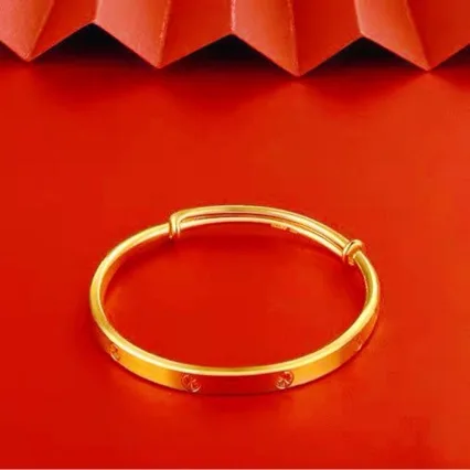 Noble AU999 gold bracelet for women solid push-pull adjustable bracelet fashion bracelet 24K pure gold jewelry gift