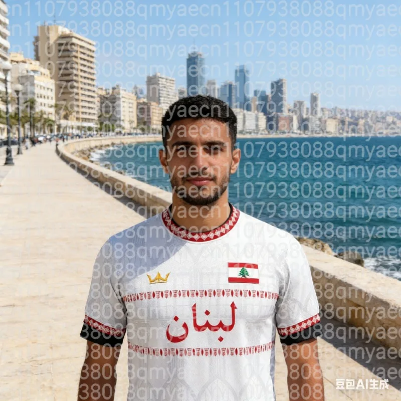 Sommerliches Libanon-Fußballtrikot, 3D-gedruckt, individuell, modisch, Street-Sport, Herren-Rundhals-Kurzarm-T-Shirt, Familien-Partnerlook