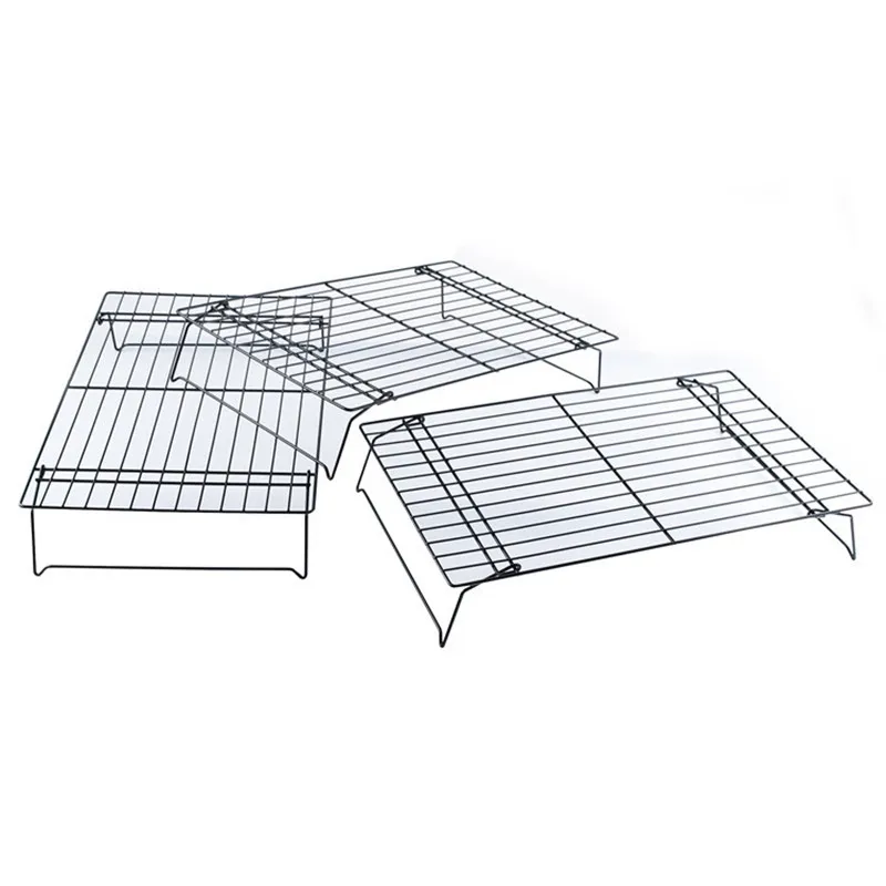 Three Tier Baking Cooling Rack Kitchen Bread Rack Cake Stand Dessert Shop Baking Tools Black Non-Stick Cooling Rack