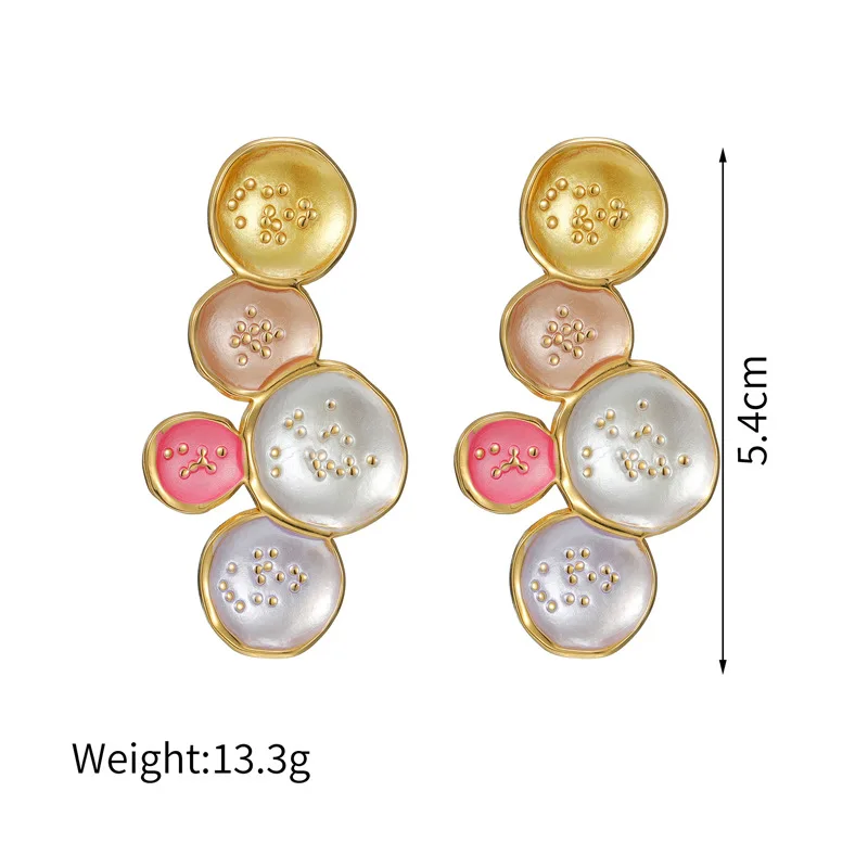 DIEYURO 316L Stainless Steel Colorful Enamel Bubble Geometric Stud Earrings for Women Fashion Drop Earrings Jewelry Holiday Gift