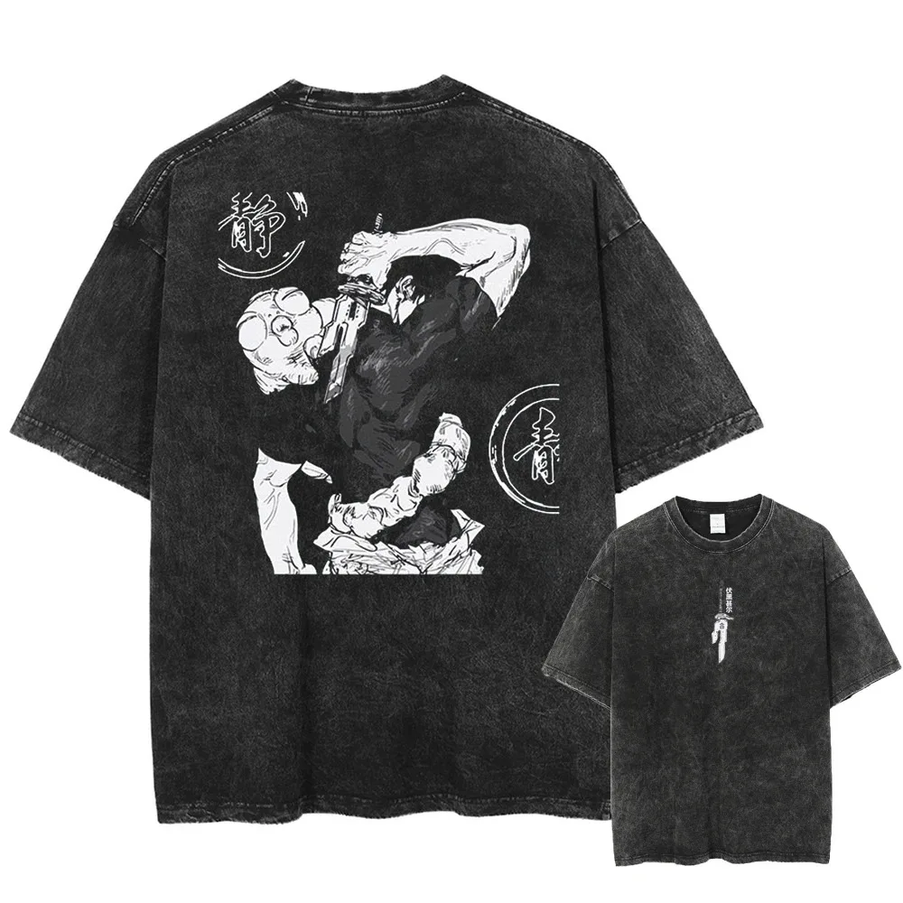 2026 Fushiguro Toji Jujutsu Kaisen Bedrucktes T-Shirt für Herren und Damen, gewaschenes T-Shirt, hochwertiges Vintage Baumwoll-T-Shirt, Y2K Oberteile