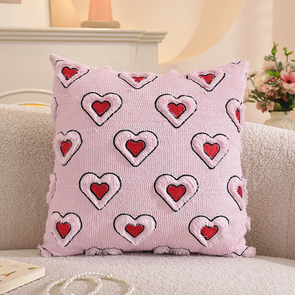 

Valentines Day Throw Pillow Covers 18x18 Heart Love Couples Decor Embroidery Cushion Covers Home Decor for Couch Girlfriend