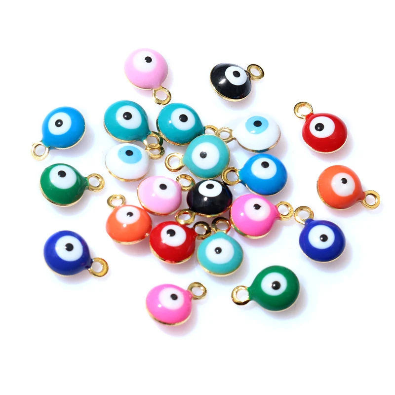 20pcs 8.5x6mm Enamel Evil Eyes Ball Charms Pendant Small DIY Jewelry Making Accessories Findings for Necklace Bracelet Earrings