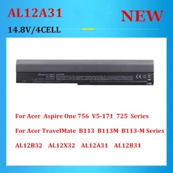 4cells 14.8V Laptop Battery For Acer Aspire One 756 V5-171 725 AL12B32   AL12X32   AL12A31   AL12B31