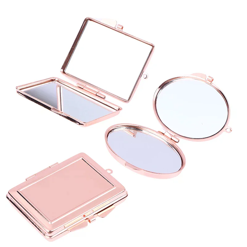 Mini składane lusterko brelok okrągłe serce owalne kwadratowe dwustronne lusterko kosmetyczne metalowe składane lusterko do makijażu