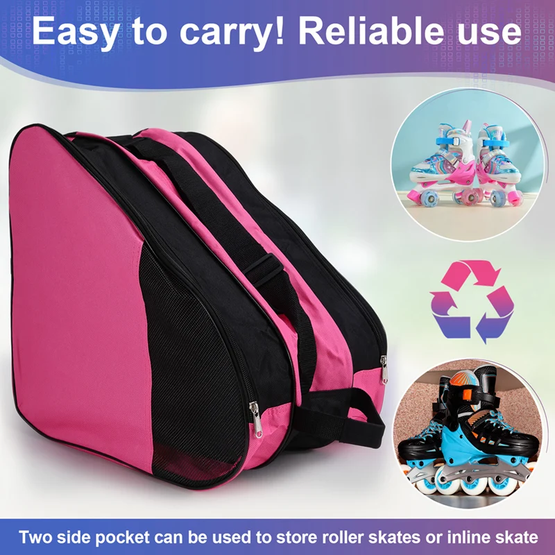 Roller Skate Bag For Ice Skates,Inline Skates&Skate Accessories, Breathable Skate Bag+Adjustable Shoulder Strap