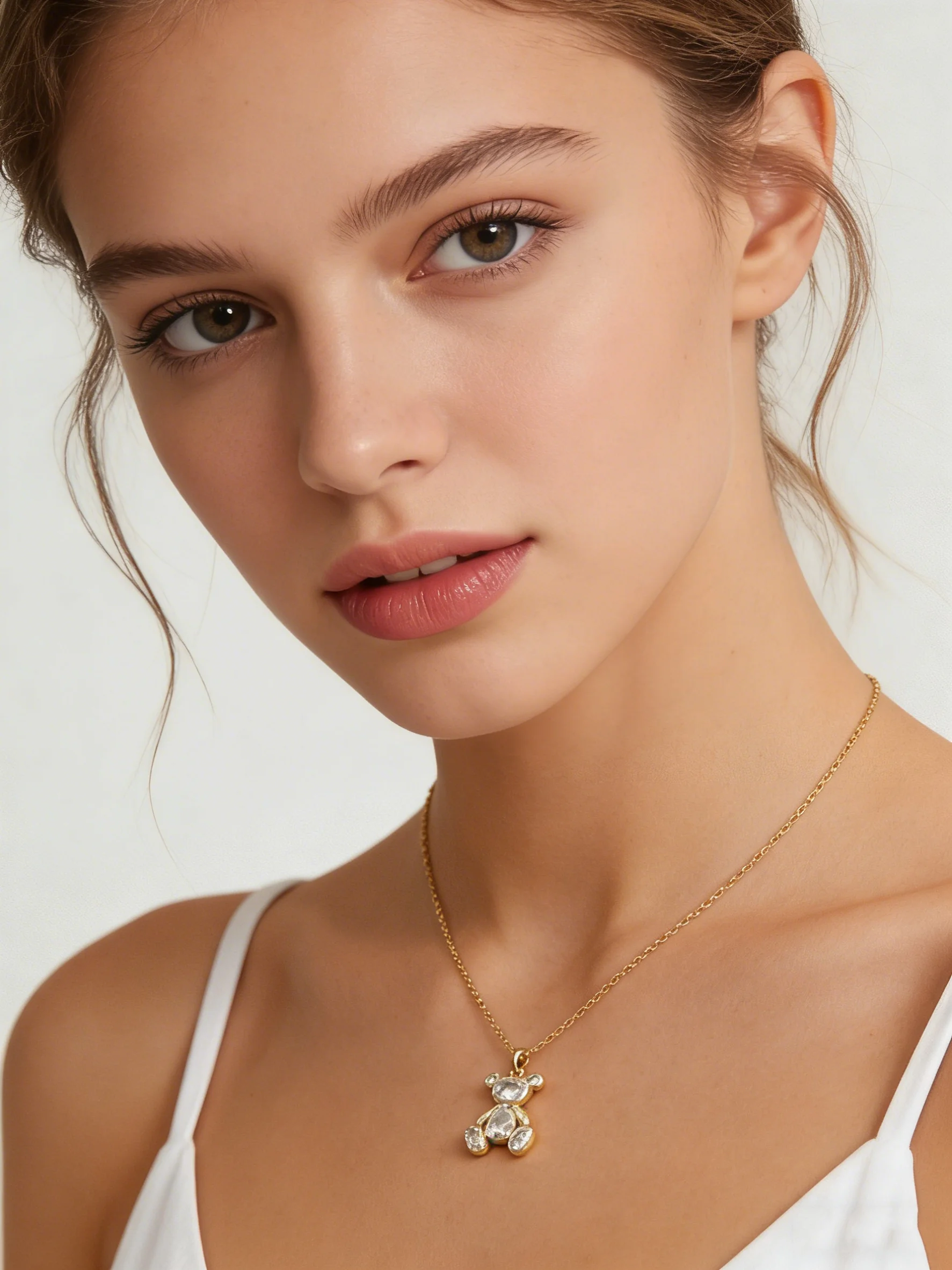 Zarte Niedliche Rosa Zirkon-Bären-Anhänger-Halskette für Frauen und Mädchen, Stilvolle Tier-Halskette, Exquisites Luxus-Schmuckzubehör – Detail 3