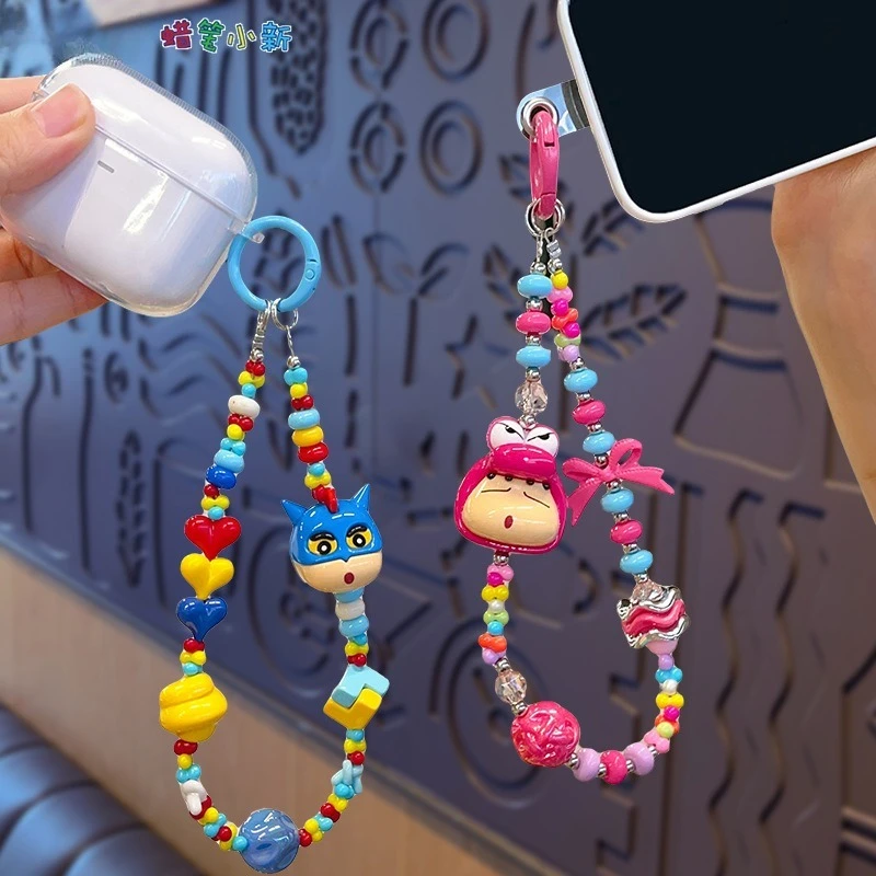

Новые милые брелоки с Шин-чаном, бисерные цепочки для мобильных телефонов, подвески для сумок, маленькие кулоны, праздничный подарок