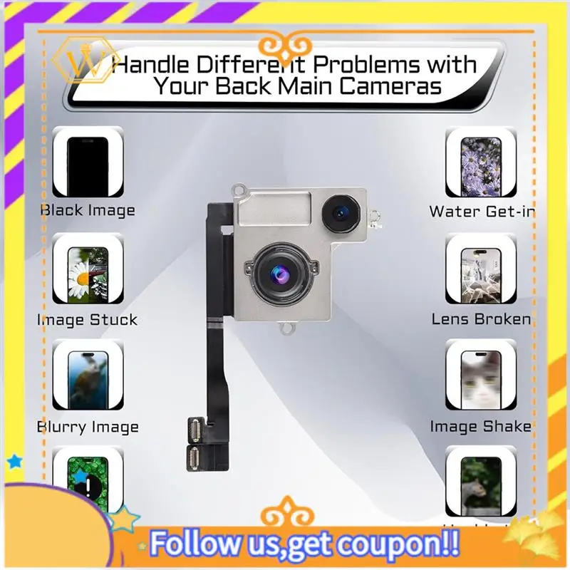 A01K-For Iphone 15 Replacement Rear Camera Assembly 48MP HD Video HDR Photo Main Camera Module A3090 A2846 A3089 A3092
