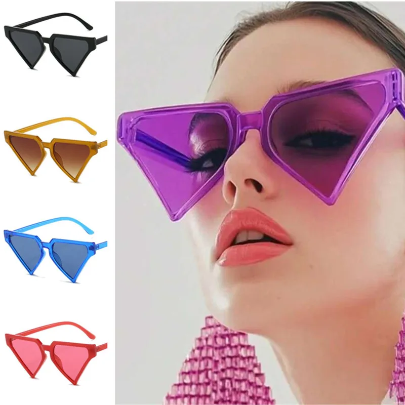 Exaggerated Sunglasses Women Personality Sun Glasses Oversize Frame Anti-UV Spectacles Candy Color Eyeglasses Triangle Google