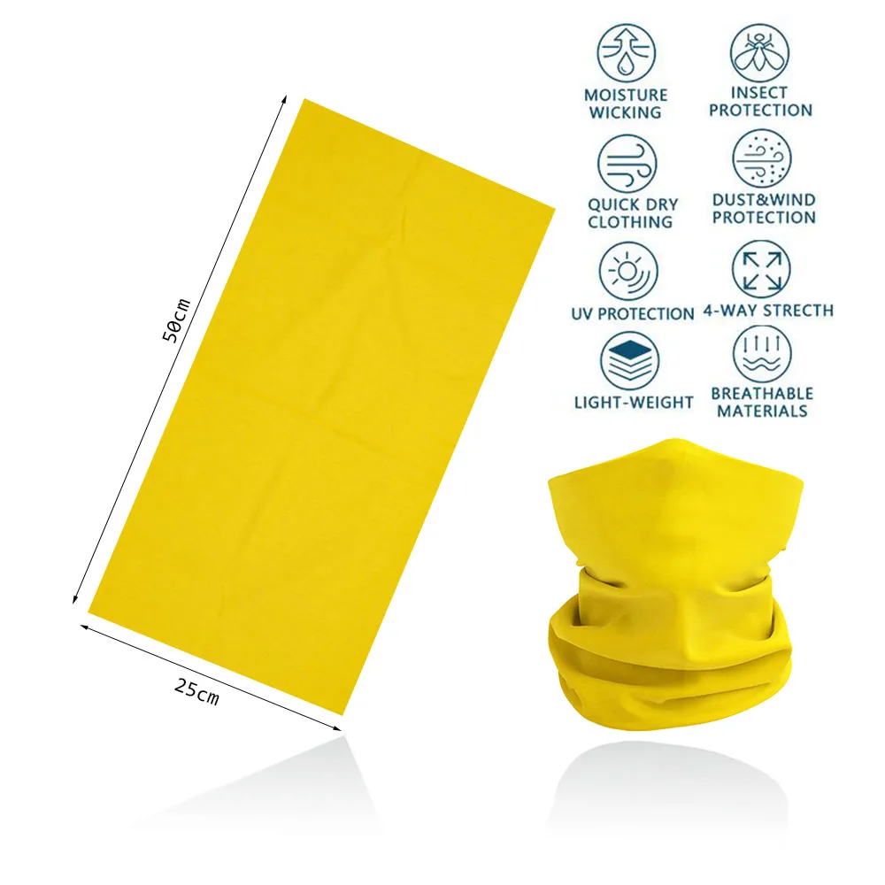 Yellow Multifunction Cycling Neck Gaiter Sunblock Breathable Outdoor Bandana Face Mask Headband Unisex Seamless Magic Scarf view 3