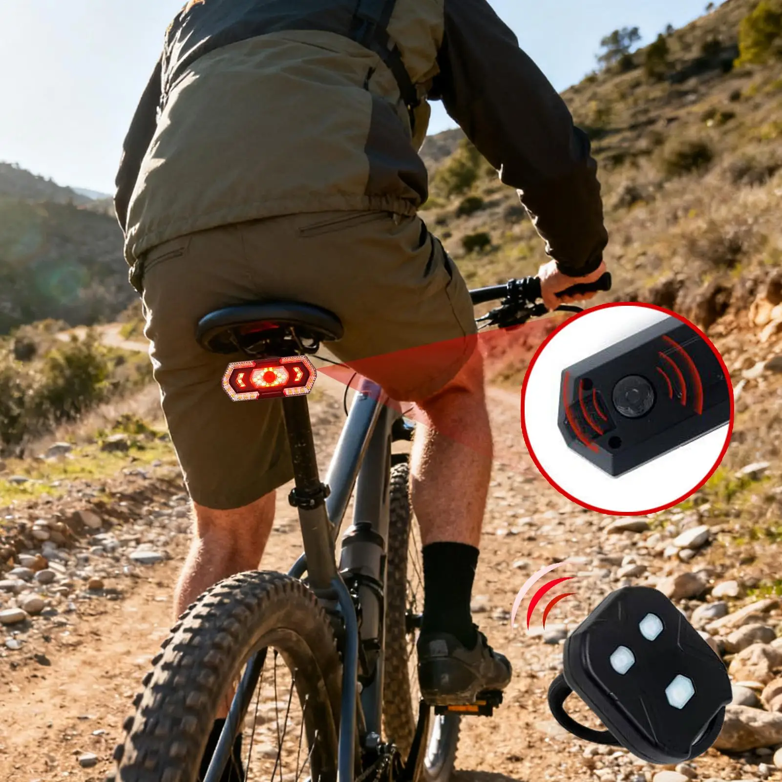 

Rear Bike Light 5 Modes Waterproof Turn Signals with Remote Bike Rear Light LED Taillights for Road Mountain Electric Scooter