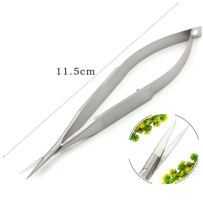 Tijeras de acero inoxidable para exprimir cutículas rectas, cortador de piel muerta, microtijeras de ojos abiertos, herramientas de manicura, 12cm