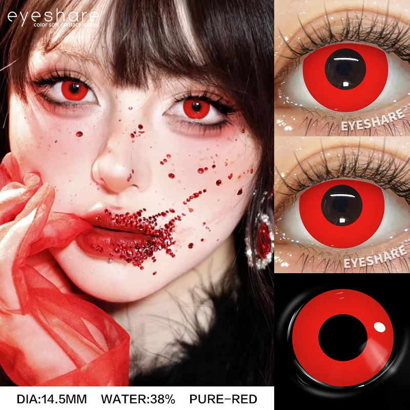 EYESHARE Cosplay Color Contact Lenses for Halloween Vampire Red Contact Lens Anime Colored Eye Lenses Yearly Blue Contact Lenses