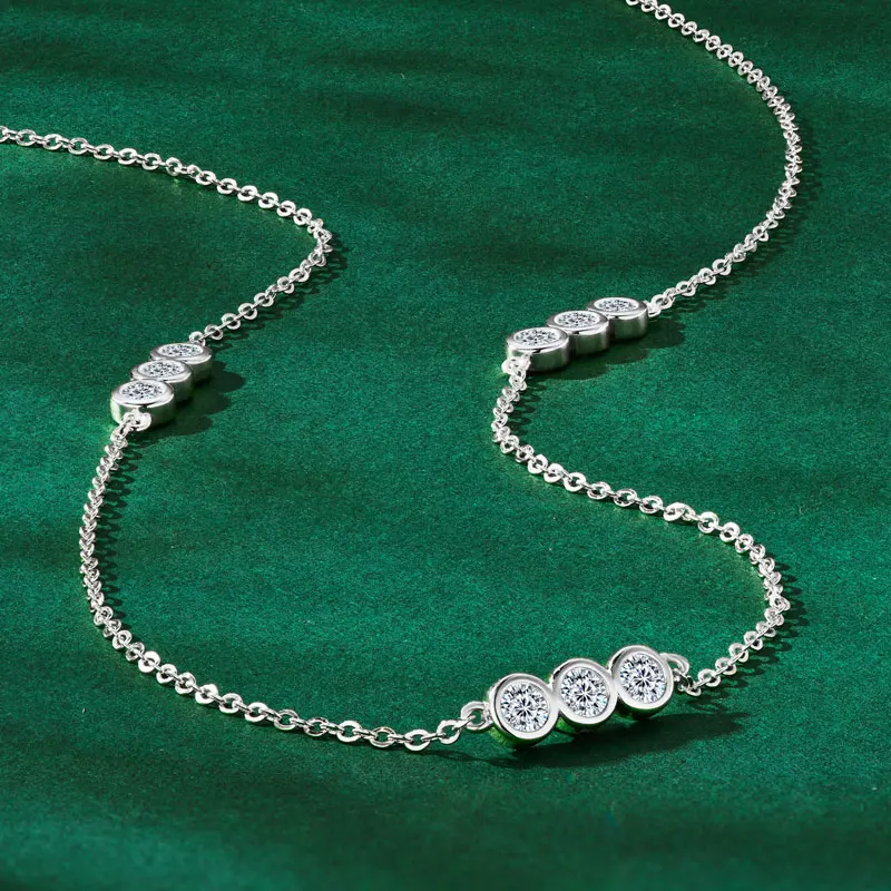 

IOGOU D0.90CT Full Round Moissanite Necklace for Women Original 925 Sterling Silver Gold Plated Choker Adjustable Chain 2025 New