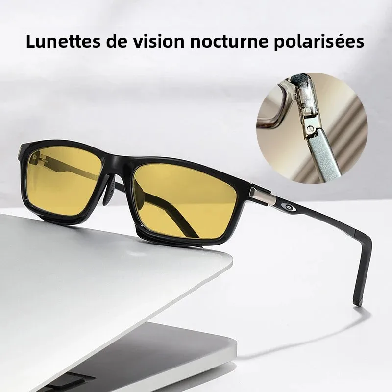 Lunettes de soleil polarisées de Vision nocturne pour hommes, haute qualité, Temple de printemps UV400, lunettes de soleil de conduite, monture TR90