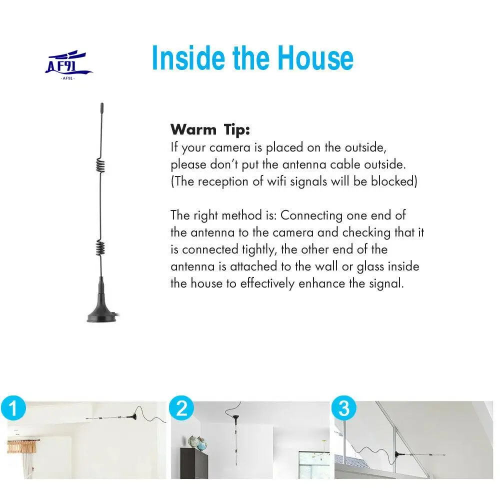 AF91-7Dbi 2,4G/5G/5,8G Wifi antena Booster Cable de extensión aérea inalámbrico para cámara IP