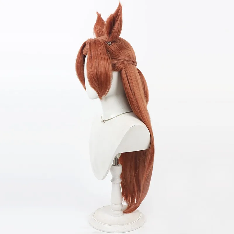 Game Uma Musume Pretty Derby Kawakami Princess Cosplay Wig Ears Tail Halloween Costume Prop Synthetic Hair Heat Resistant Fiber