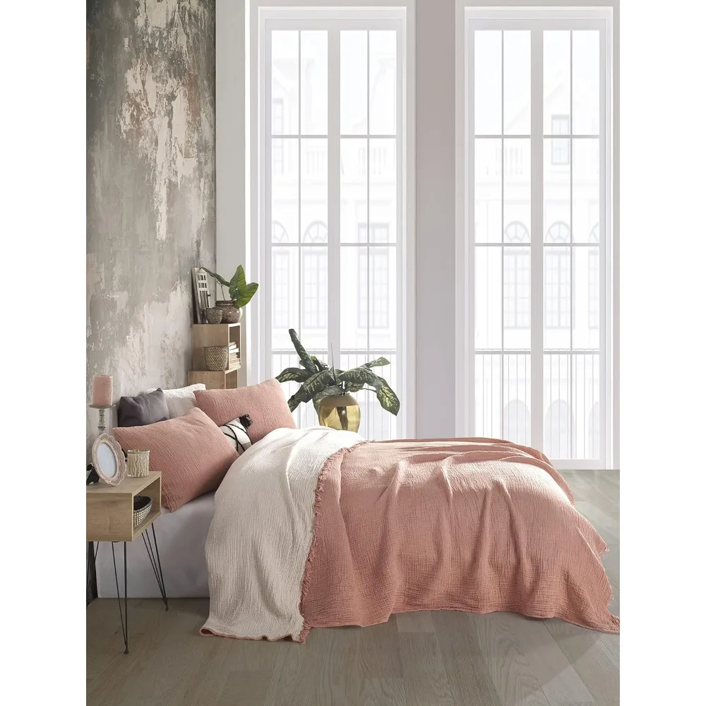 أغطية وسائد من الموسلين مكونة من 4 طبقات من القطن العضوي بنسبة 100% - فائقة النعومة، قابلة للتنفس، خفيفة الوزن، مغسولة مسبقًا لـ Com #5