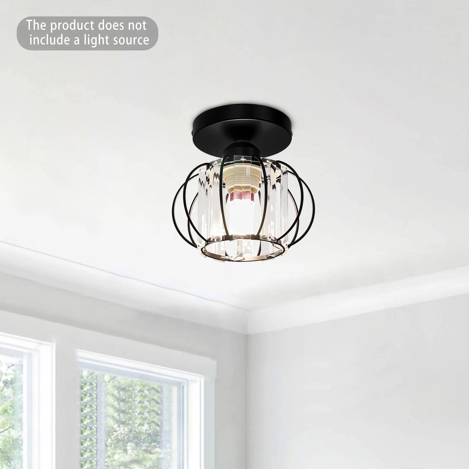 Fashionable Round Ceiling Light, Home Decor Modern Ceiling Light Fixture Glass Lampshade E26 Lamp Holders 110-240V