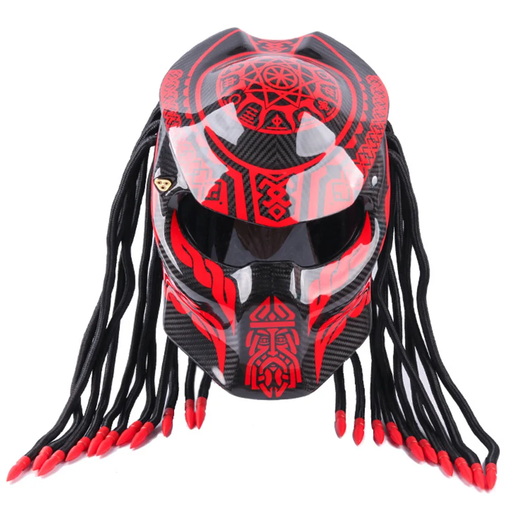 Predator Carbon Fiber Motorcycle Helmet Super Cool Alien Modular Flip Up Motorcycle Helmet Personality Punk Style Helmet Unisex