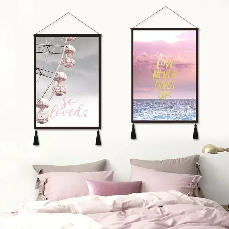 Nordic living room decoration painting fresh pink abstract painting bedroom background wall ins wind room painting tapestry