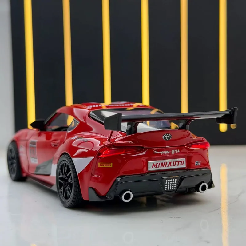 

1:32 GR Supra GT4 Alloy Modified Sports Car Model Diecast Metal Track Raing Vehicles Car Model Sound and Light Children Toy Gift