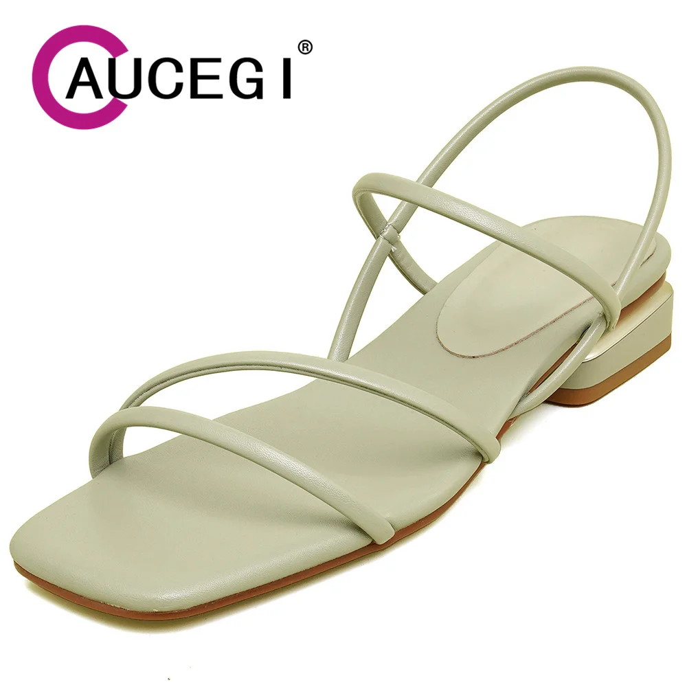 

Aucegi/модные удобные женские сандалии-гладиаторы на массивном каблуке, роскошный дизайн, вечерние модельные туфли с узким ремешком и квадратным носком