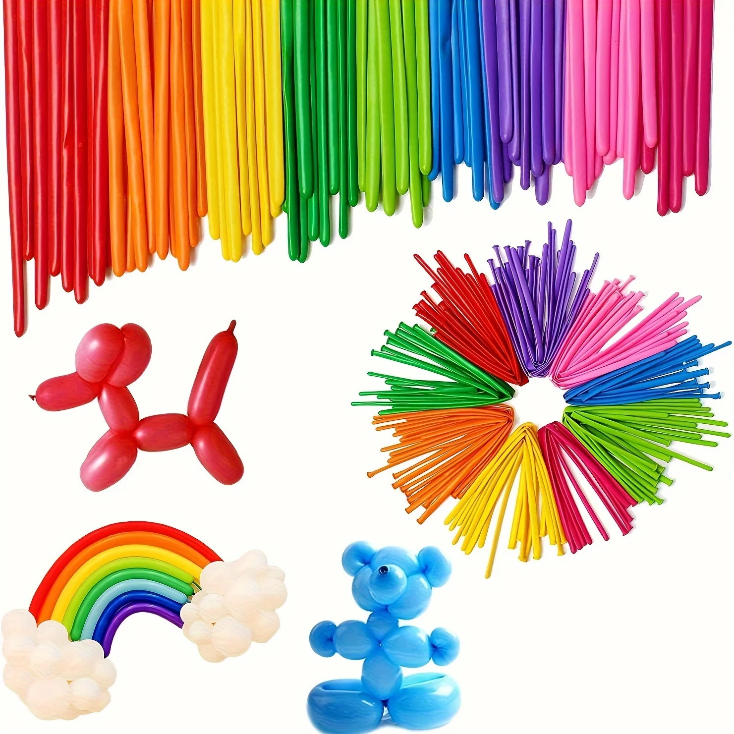 100Pcs Colorful Magic Balloons Kit Long Latex Balloon Tying Making Animal Birthday Wedding Party Holiday Kids Toys Balloons Gift