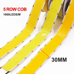 Ultra Bright COB LED Strip 12V 24V High Density 1600LEDs/m Flexible RA90 Dimmable LED Light 30mm PCB Width COB Strip 0.5m-5m