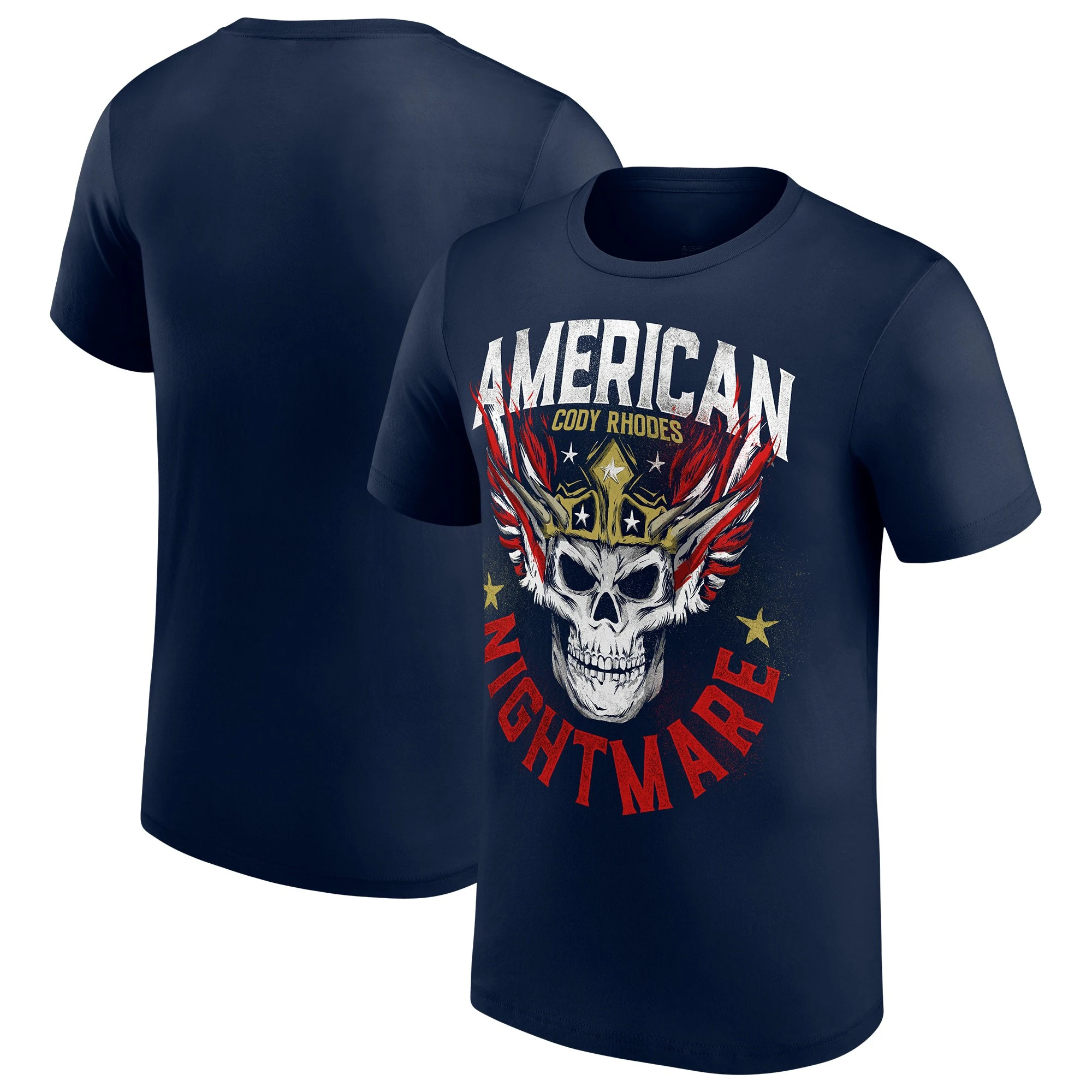 Men's Navy Cody Rhodes Crowned Skull Americana T-Shirt Summer Short Sleeve Women Tee Shirts 2024 New Fashion Children Clothes