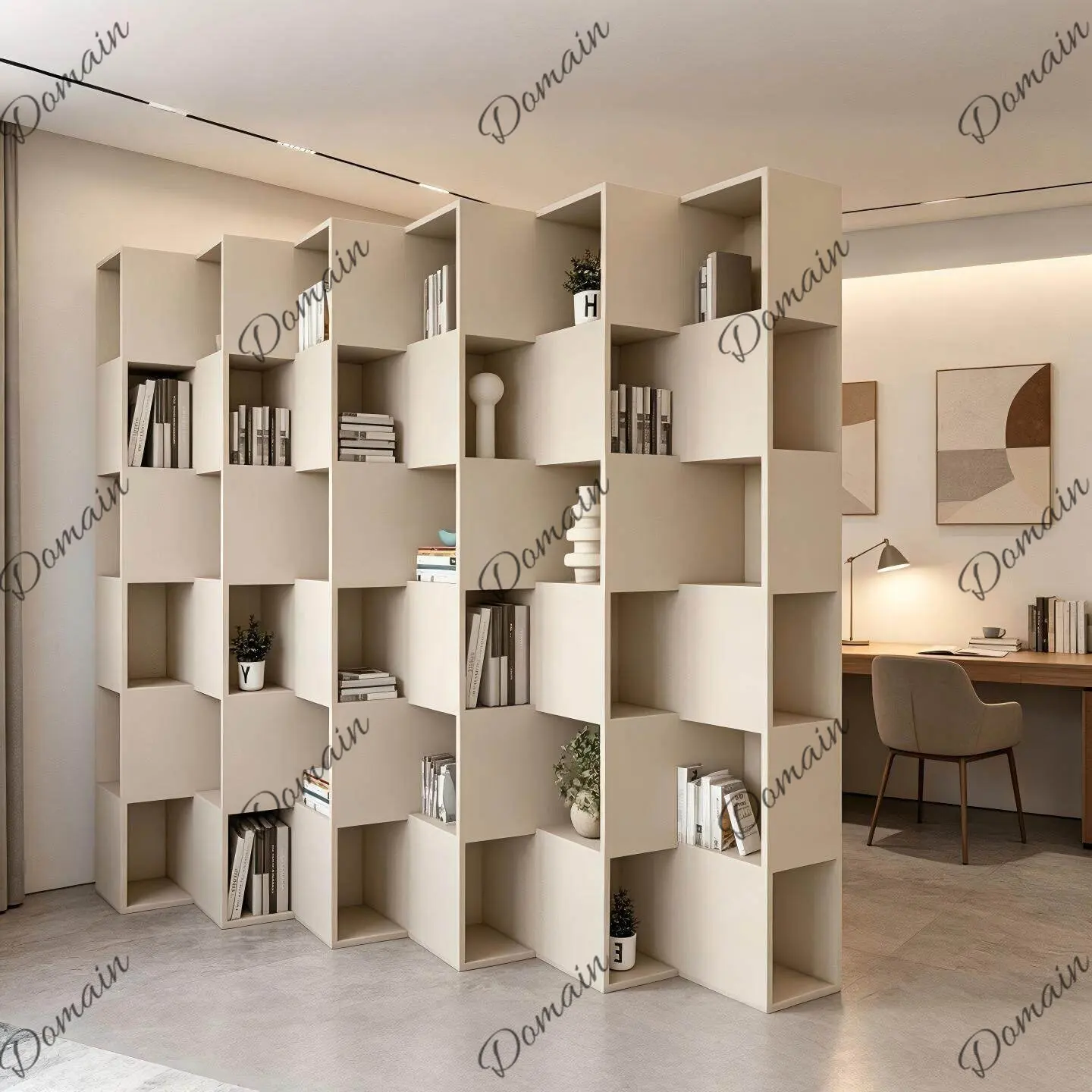 Solid Wood Painted Bookshelf Floor Standing Storage Rack Simple Modern Ladder Shape Bookcase
