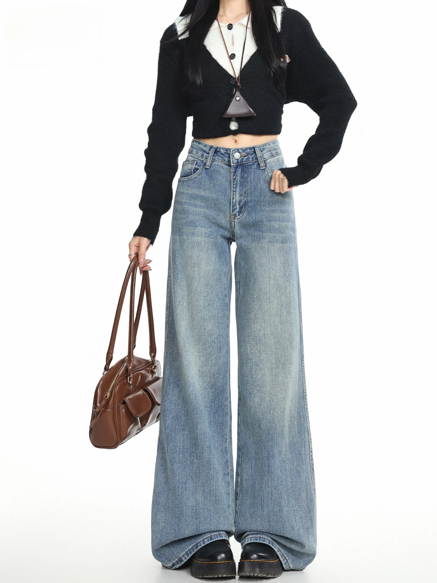 

Джинсы с широкими штанинами и низкой талией в американском стиле, женские, весна-лето, новые, свободные, в стиле lazy, брюки в пол, повседневная одежда