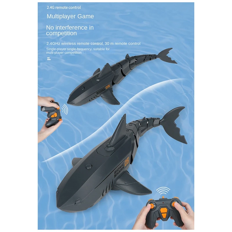 Smart Remote Control Fish Children's Swimming Pool Beach Bath Toys Simulation Remote Control Mechanical Fish Robot Durable Black