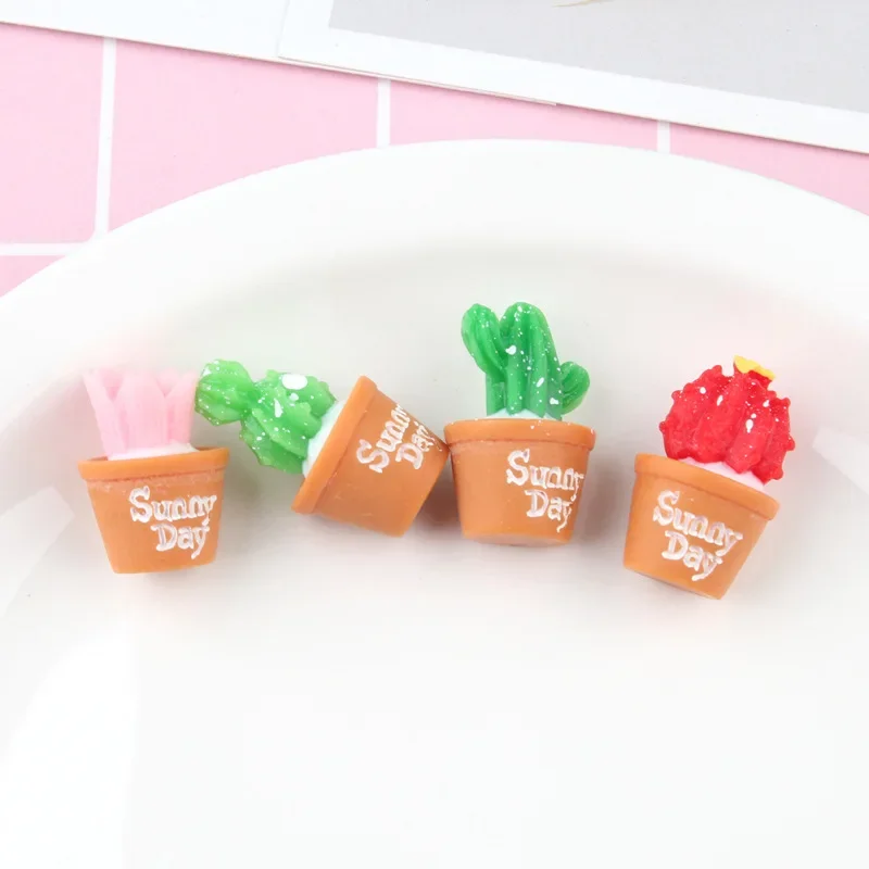 10 Pcs Simulation Cute 3D Cactus Succulent Plants Mini Potted Kawaii Doll House Decoration DIY Micro Landscape Decor