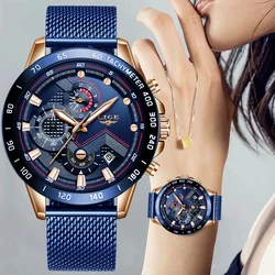 LIGE New Rose Gold Women Watch Top Brand Luxury Watch Women Quartz Sport women's bracciale orologi Waterproof Relogios Feminino