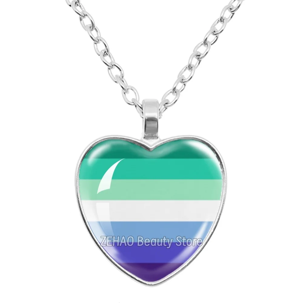 25mm MLM Gay Pride Flag necklace Jewelry Accessory Heart Necklace Fashion Jewelry Accessories Pendant LGBT For Men Gift