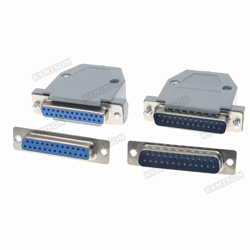 5sets DB25 RS232 Parallel Serial Port DB 25 2-Rows 25Pin D Sub 5pcs Male/Female Solder Connector + 5pcs Plastic Shell Cover