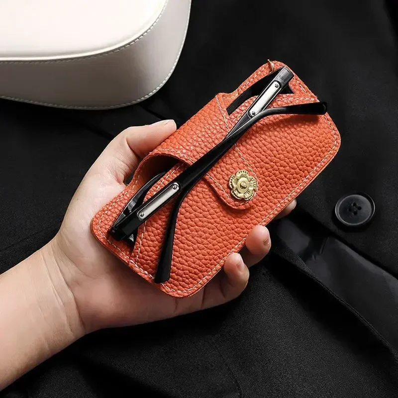 

PU Leather Sunglasses Reading Glasses Storage Bag Portable Travel Eyewear Holder Litchi Embossed Glasses Cover Cute Hanging