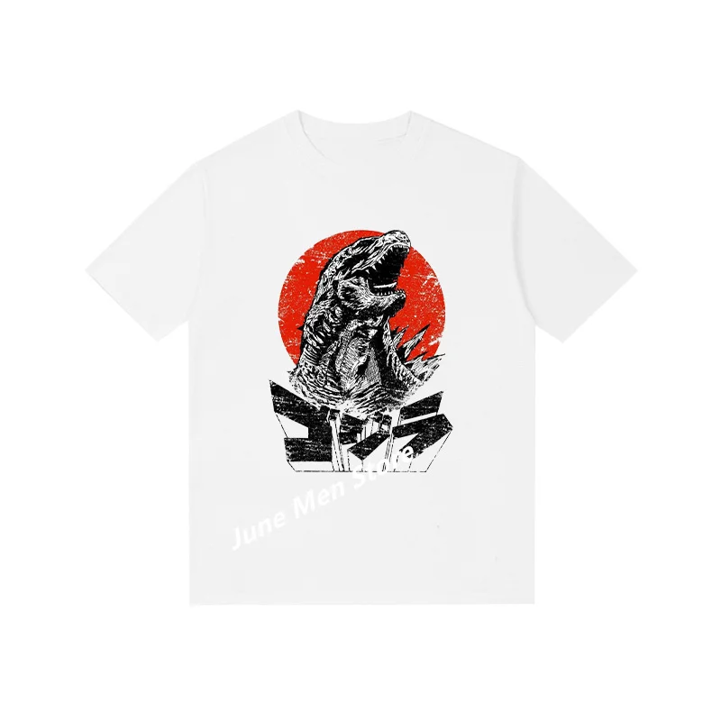 (Uniqlo) JJapanese Godzilla monster Cotton tshirt Fashion Men Cotton T-shirt Top Summer Women Cotton Kid T-Shirt Men Clothing