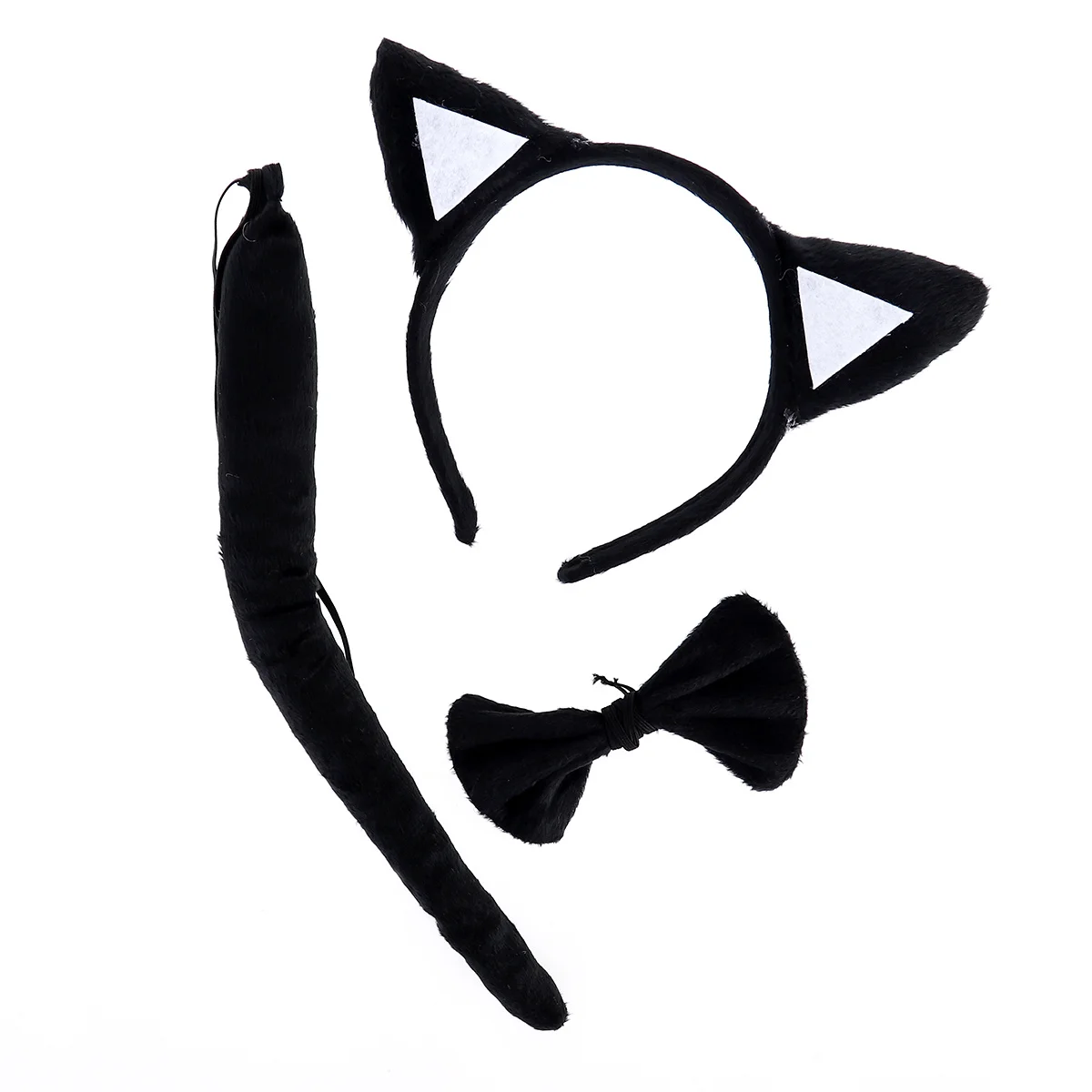 Conjunto de fantasia de gato de desenho animado, 3 peças, para orelha, bandana, gravata borboleta, acessório de cauda, festa criativa, presente de performance