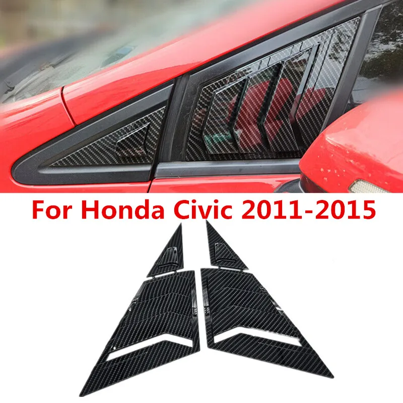 

ABS Carbon Fiber Side Front Window Louver Cover Trim Decor For Honda Civic 2011 2012 2013 2014 2015