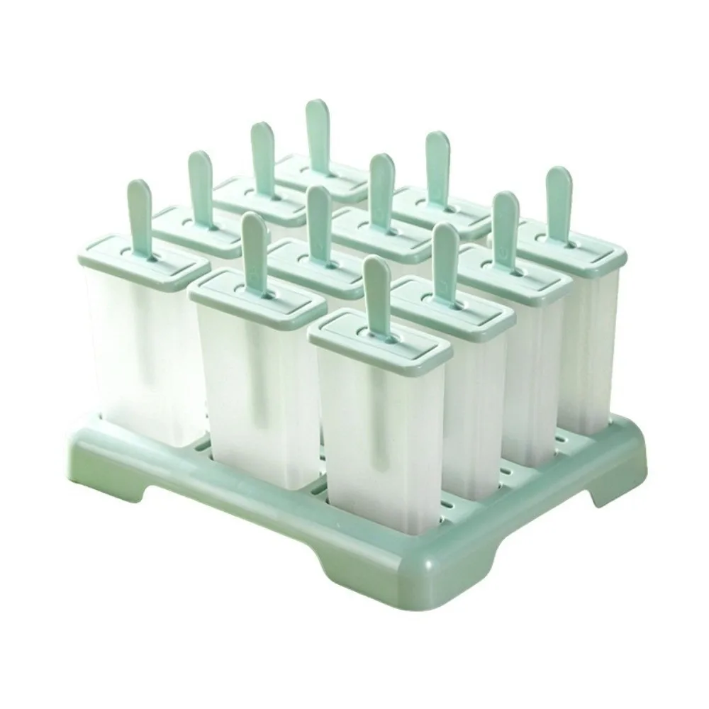Reusable Ice Cream Popsicle Mold Creative Design Cube Shape Homemade Ice Box Plastic Stick DIY Popsicle Mold Cube Tray