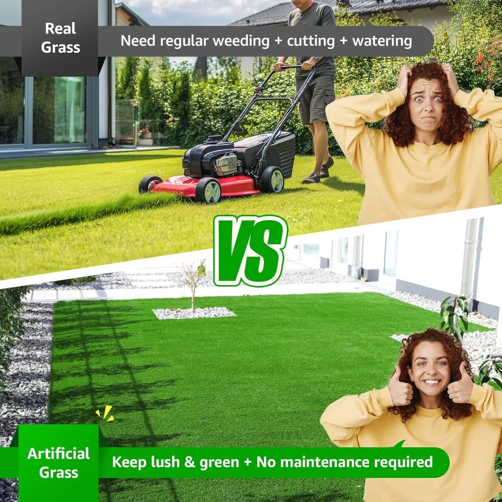 5ft x 8ft العشب الاصطناعي العشب داخلي في الهواء الطلق ، واقعية الاصطناعية وهمية الحديقة البساط لحديقة شرفة الفناء مع ثقوب الصرف #5