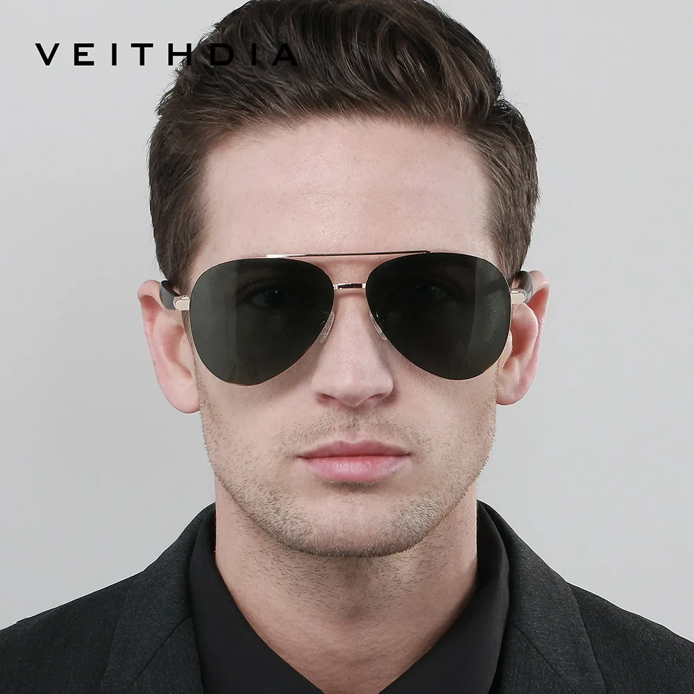 VEITHDIA Brand Fashion Sunglasses Outdoor Driving Polarized UV400 Lens Alloy Frame Eyeglasses Pilot Glasses For Men Women V8255T