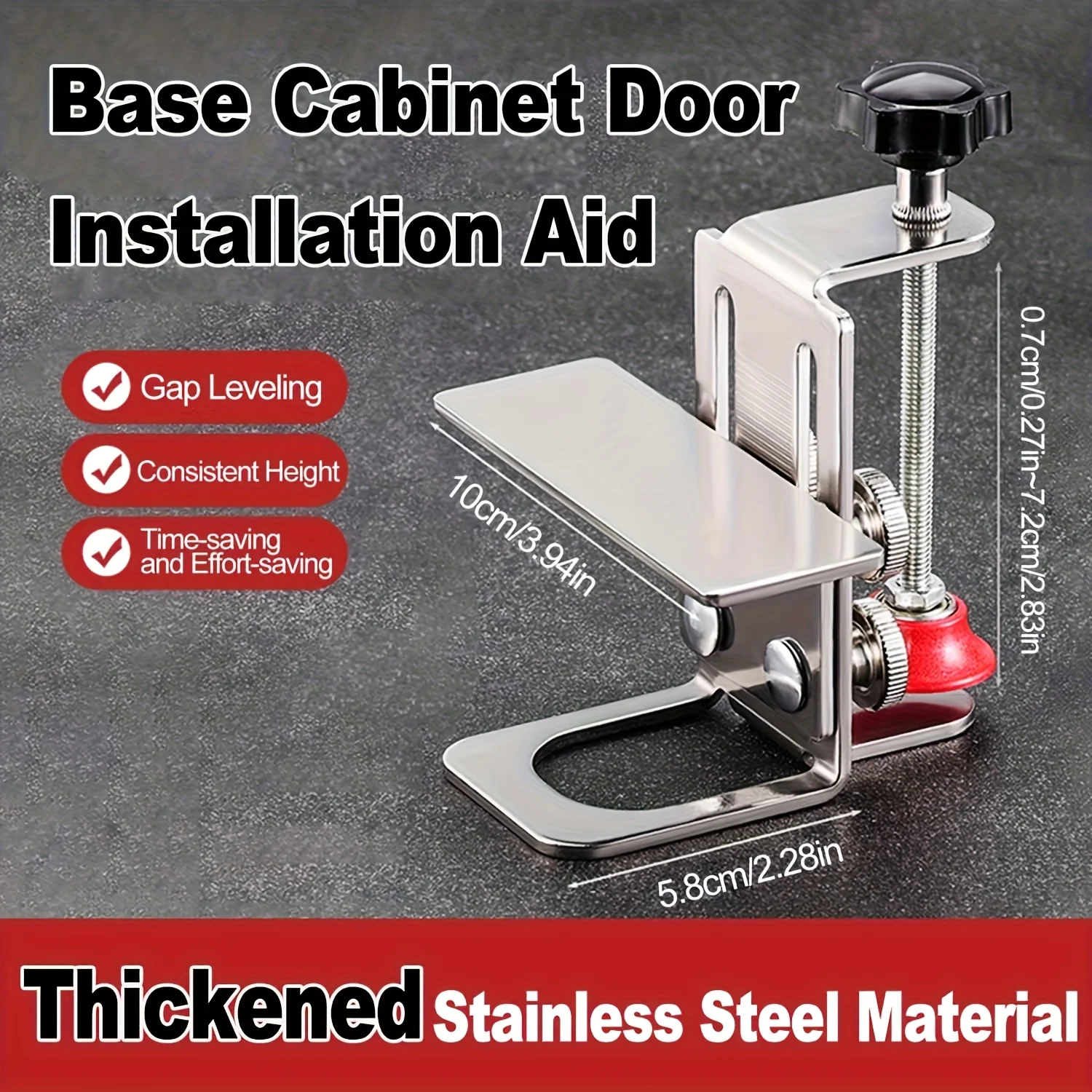 1pc Adjustable Stainless Steel Woodworking Cabinet Door Installation Locator, Multi-Functional 201 Stainless Steel