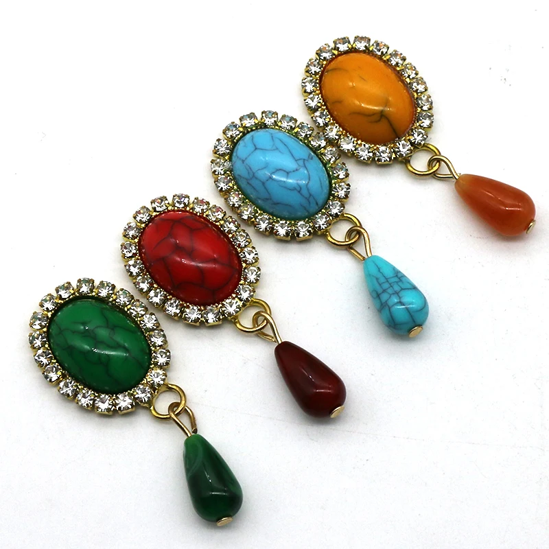 5 Pieces/Batch 19 * 50MM Rhinestone Oval Crack Pendant Accessories DIY Hair Accessories Handmade Clothing Handmade Materials