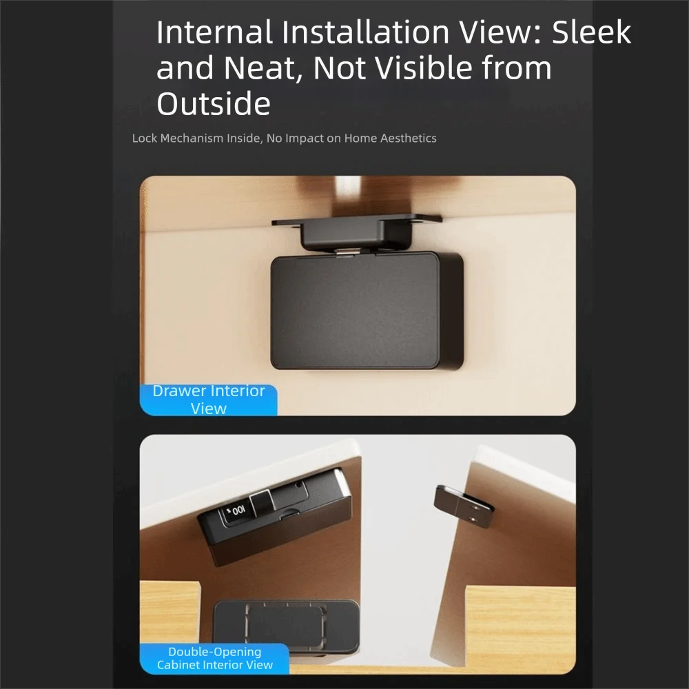 Non Perforated NFC Sensing Drawer Card Lock Card Swiping Battery Display Cabinet Lock Invisible Design Double Opening